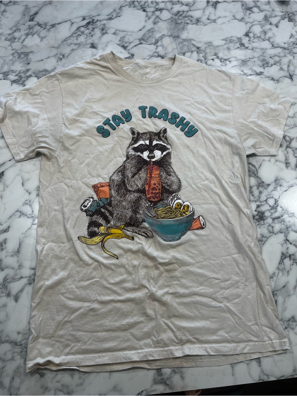 Stay Trashy Raccoon Graphic Tee - medium